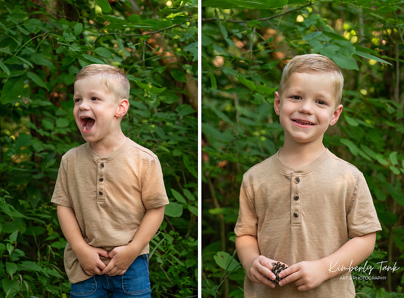 Individual portraits of a young boy during a multiples family photography session