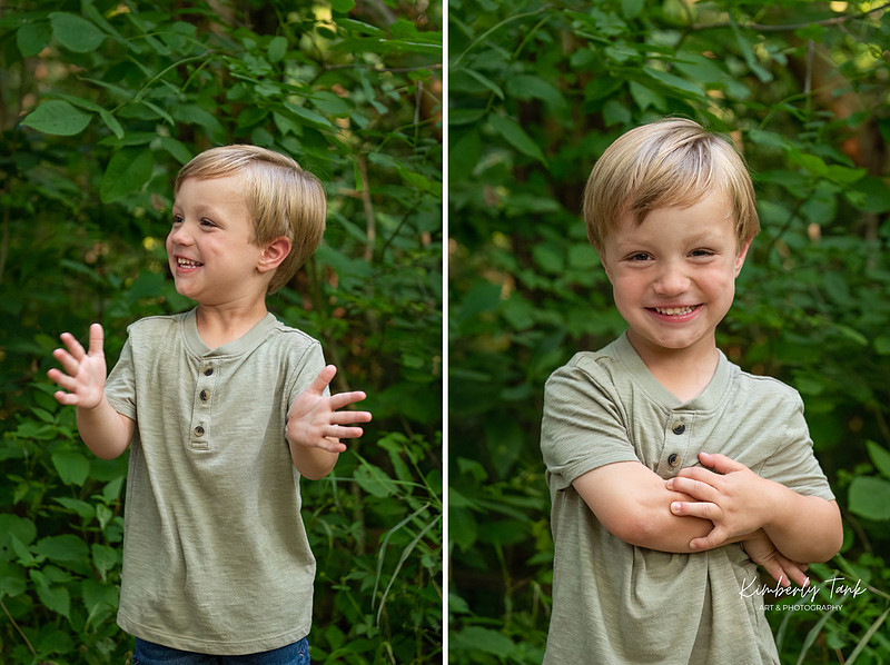 Individual portraits of a young boy during a multiples family photography session