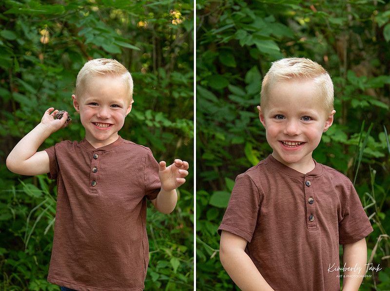 Individual portraits of a young boy during a multiples family photography session