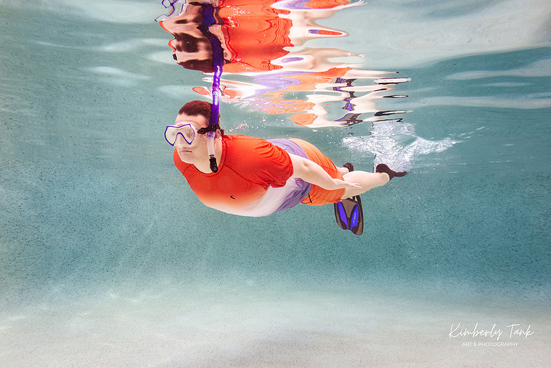 underwater high school senior boy