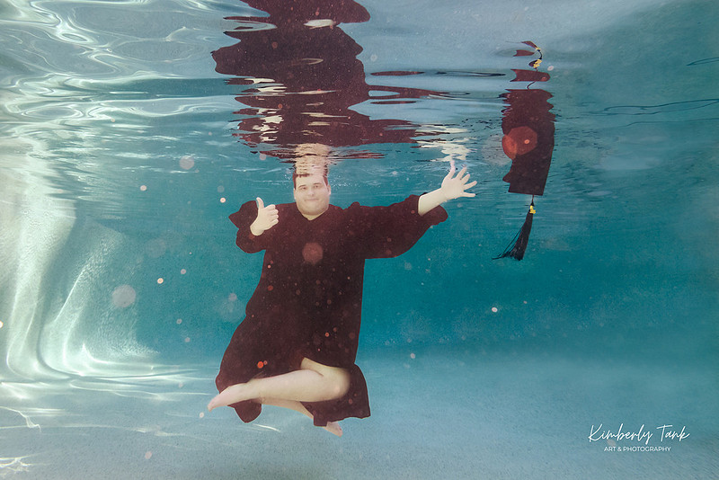 underwater high school senior boy